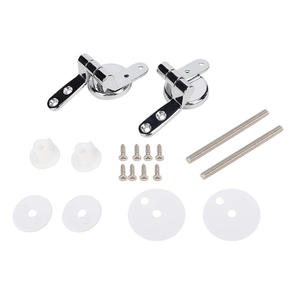 Toilet Lid Hinge Repair Kit - 1 Pair of Hinges + 8 Screws + 1 Set of Installation Accessories