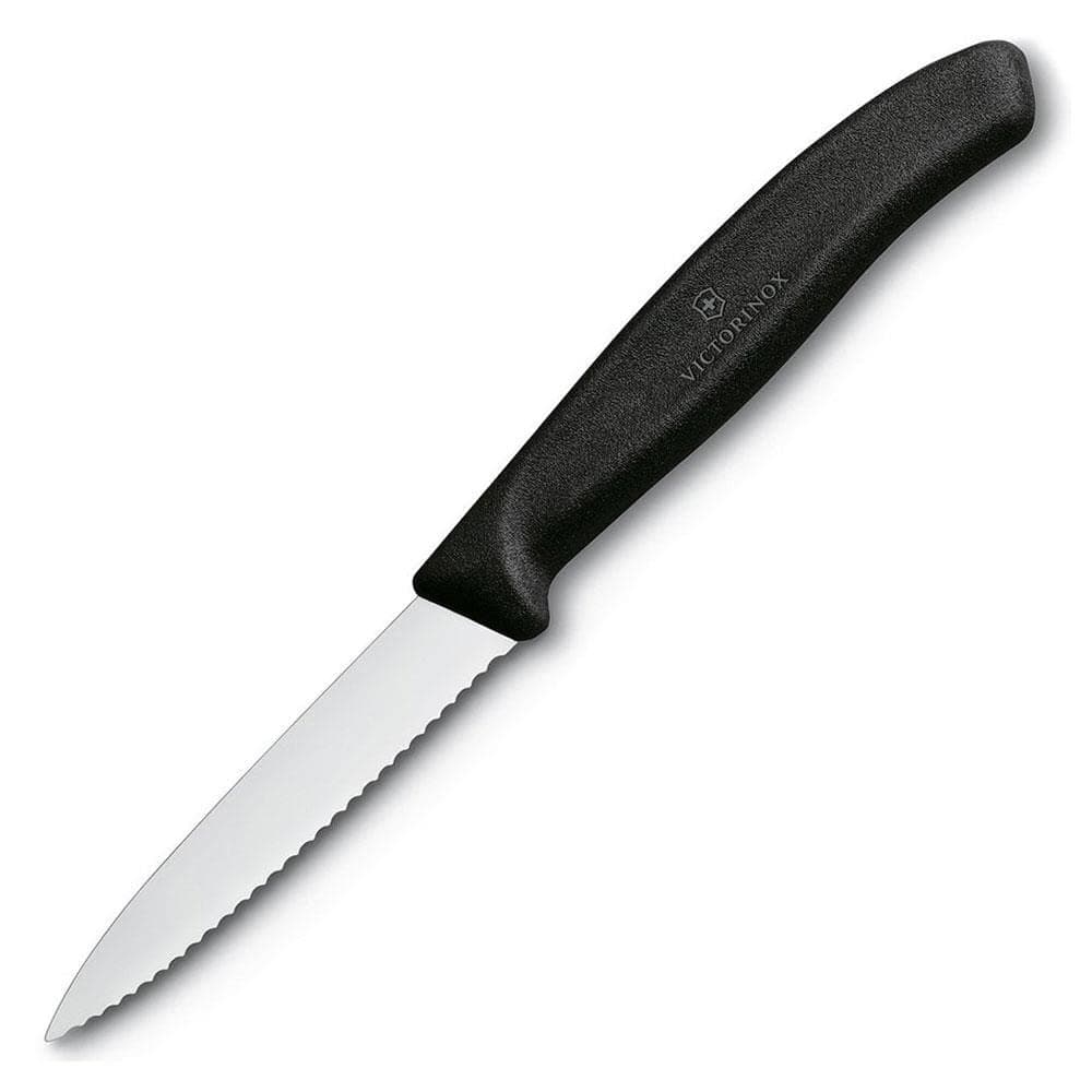 3.25 Inch Swiss Classic Paring Knife with Serrated Edge, Spear Point, Black