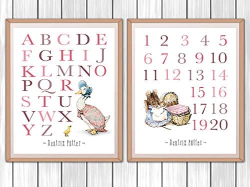 Chic Cottage Crafts Beatrix Potter Jemima Puddle Duck Nursery Prints Set of 2 - Decor Wall Art Unframed A4