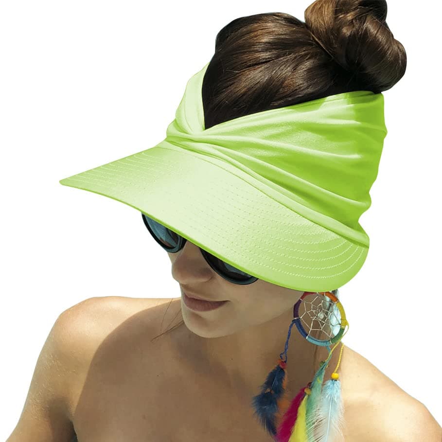 Women Sun Visor Hat Wide Brim Summer UV Protection Visors Packable Ponytail Beach Cap