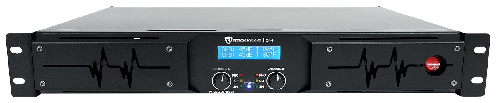Rockville D14 7000W Peak / 2000W RMS 2-Channel Class D Pro/DJ Amplifier, Perfect for Live Sound, Pro Audio, DJs, Plastic