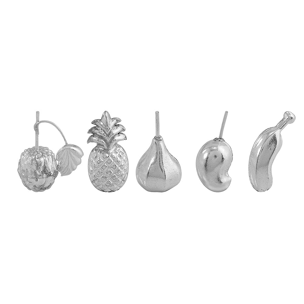 KS KIRAN SILVER 5 Pure Silver Fruits for Pooja Rituals Silver Color Combo 5pcs.