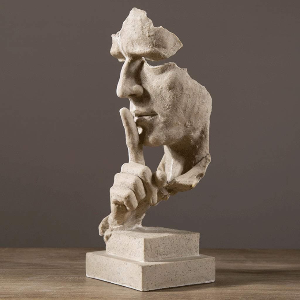 DONGLU Statue Resin Silence Is Golden Man Sculpture Crafts Art Ornaments Thinker Retro Decorative Statue Abstract (color : B)