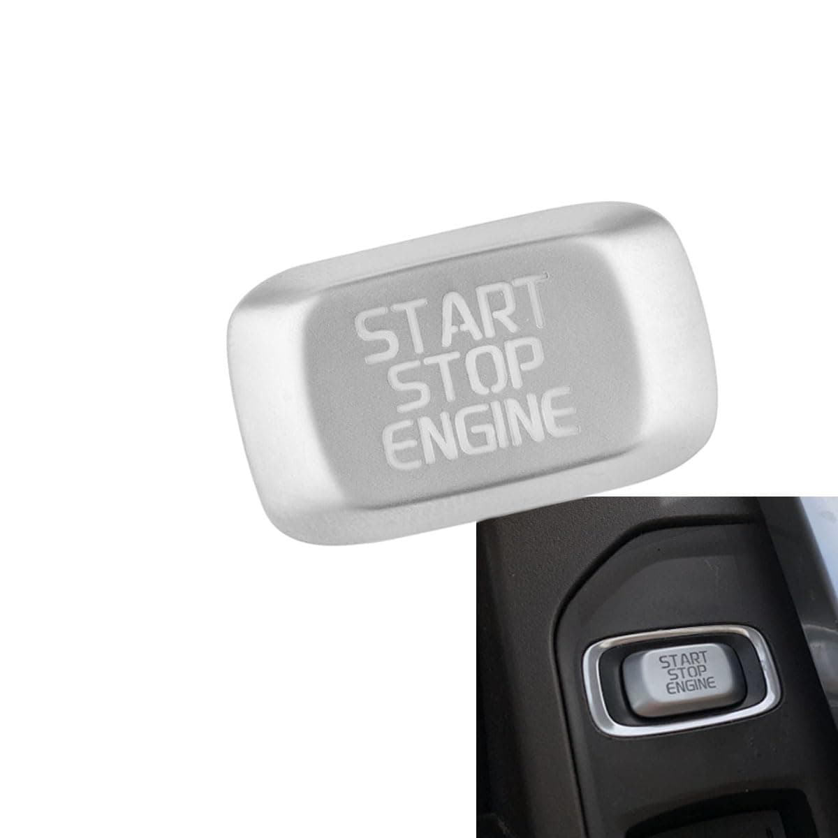 Car Engine Start Button Replace Cover Stop Switch Key Decor for Volvo V40 V60 S60 XC60 S80 V50 V70(Silver)