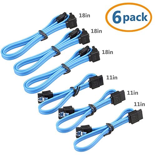 SHARPALIN 6 Pack SATA III 6.0 Gbps Cable with Locking Latch (3X 11in +3X 18in SATA Cable)