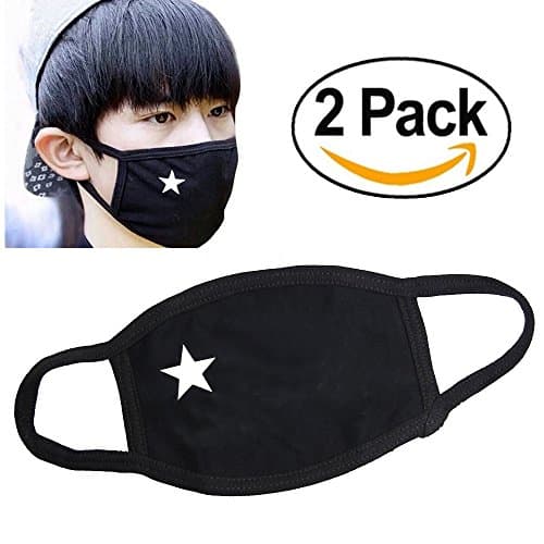 Veras Black Cotton Face Mouth Mask 2pcs Kpop cute