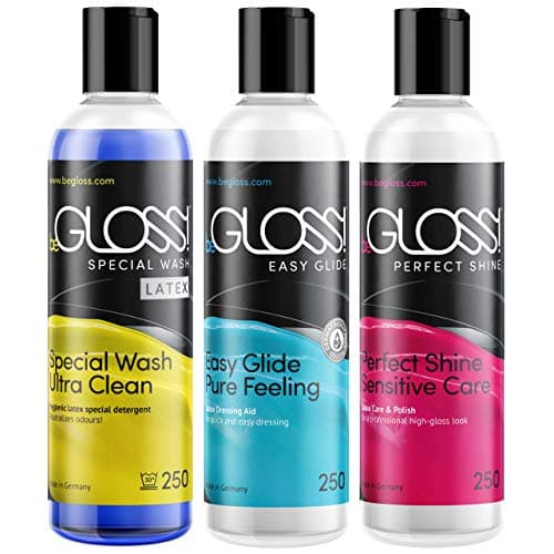 beGloss Perfect Shine 250 - Easy Glide 250 - Special Wash 250 Combo - for Latex Clothing
