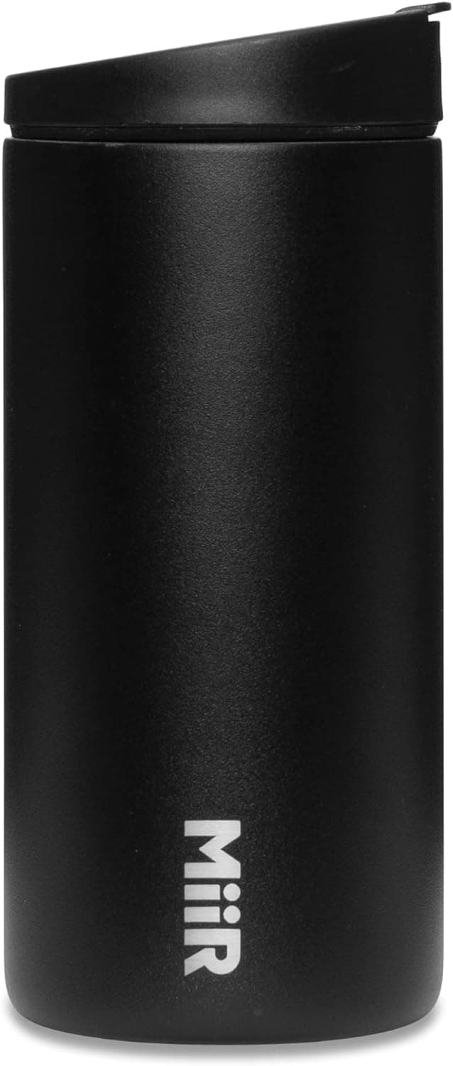 Flip Traveler, Double-Wall Vacuum Insulated with Leakproof Lid, BPA-Free Stainless Steel Construction, Black, 12 Fluid Ounces