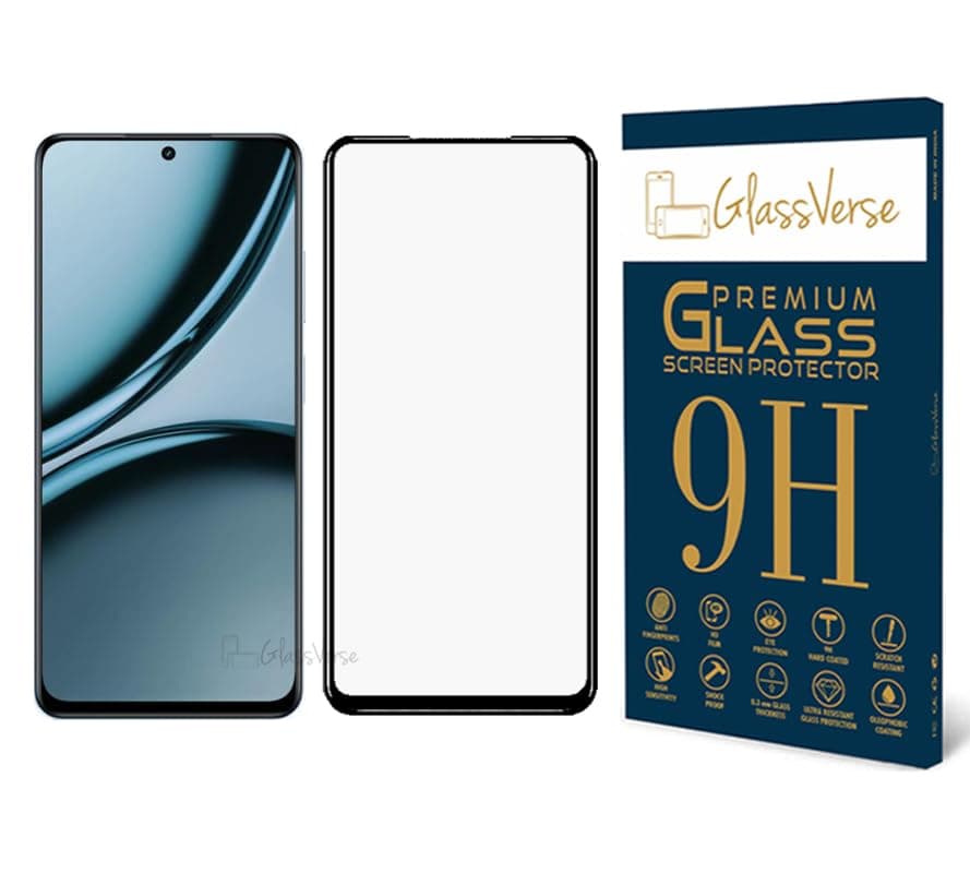 GlassVerse 11D Tempered Glass For Realme Narzo 70X 5G Cellphone (Pack of 1) With Free Installation Kit Full Screen Coverage-6.72 Inch