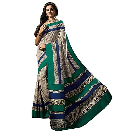 Shree Designer Sarees Women's Modest Multi Color Bhagalpuri Silk Saree