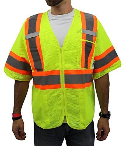 TrueCrest High Visibility Class 3 Safety Vest Solid Reflective NEW D01M22 Yellow Small