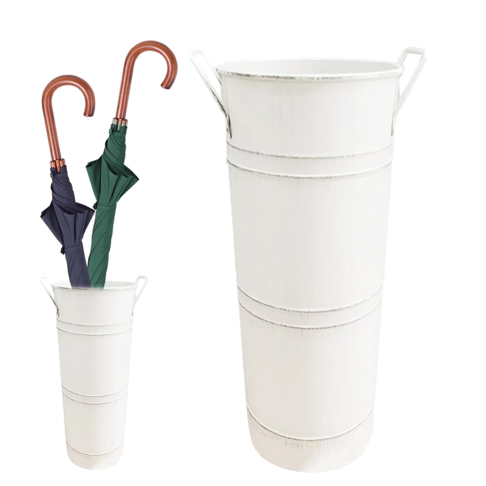 2PC Metal Umbrella Stand,Umbrella Stand Indoor Entryway,Vintage Round Umbrella Holder,Umbrella Bucket Barrel, Standing Canes Holder Stand,Golf Clubs Bucket Metal Floor Vase For Home Office Hotel