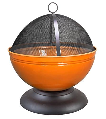 UK 0841-3692 Enameled Firepit with Cooking Grill, Orange