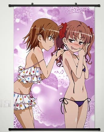 Toaru Kagaku no Railgun Wall Scroll Poster Fabric Painting For Anime Misaka Mikoto & Shirai Kuroko 170 L