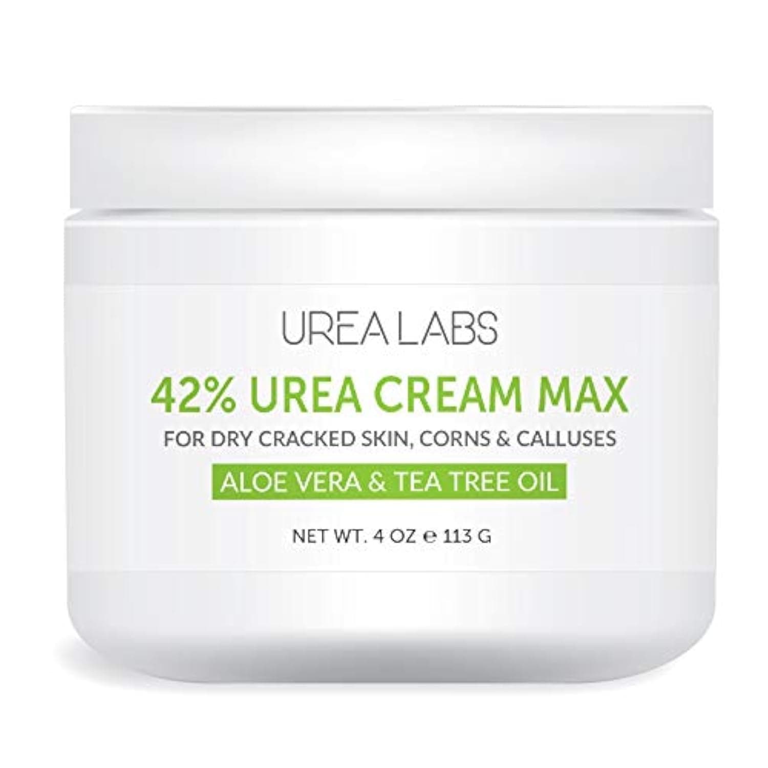 42% Urea Cream MAX w/ Aloe Vera & Tea Tree Oil, 4 Oz Highest Potency Foot Cream, Corn & Callus Remover. Moisturizes & Re-hydrates Rough, Cracked, Dead & Dry Skin on Feet, Elbows and Hands