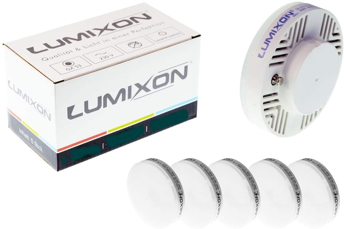 5x lumixon led GX53 downlighter, neutral white with 5 W power, 420 lumen, CRI 82 Ra, no flicker [Energy Class A+]