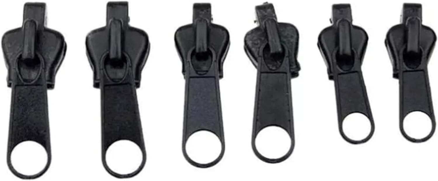 6Pcs Black Zipper Repair Kit Universal Instant Fixer with Metal Slide Fix Any Instantly 3 Different Sizes Sewing Metal Zipper Repair Kit Fasteners