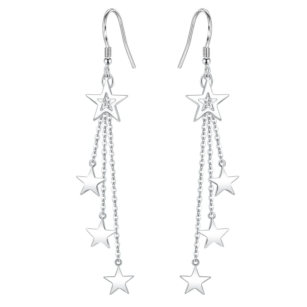 925 Sterling Silver Dangle Earrings with Charms Heart, Water drop, Moon, Star Long Drop Earring for Women Jewelry Gifts Hypoallergenic