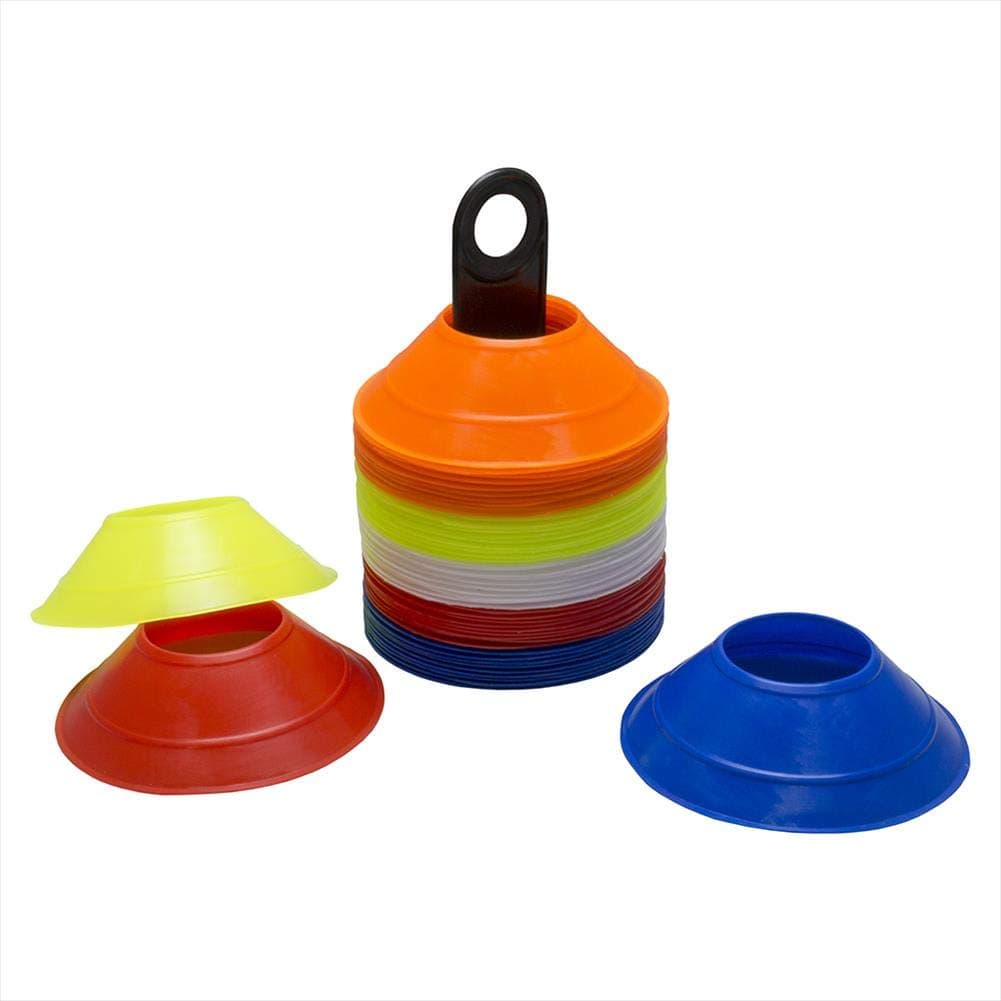 Palle Sport - Marker Cones - can be used as a training aid for pre-programmed agility drills - Set of 50 multi coloured - 2 Sizes, Mini & Standard
