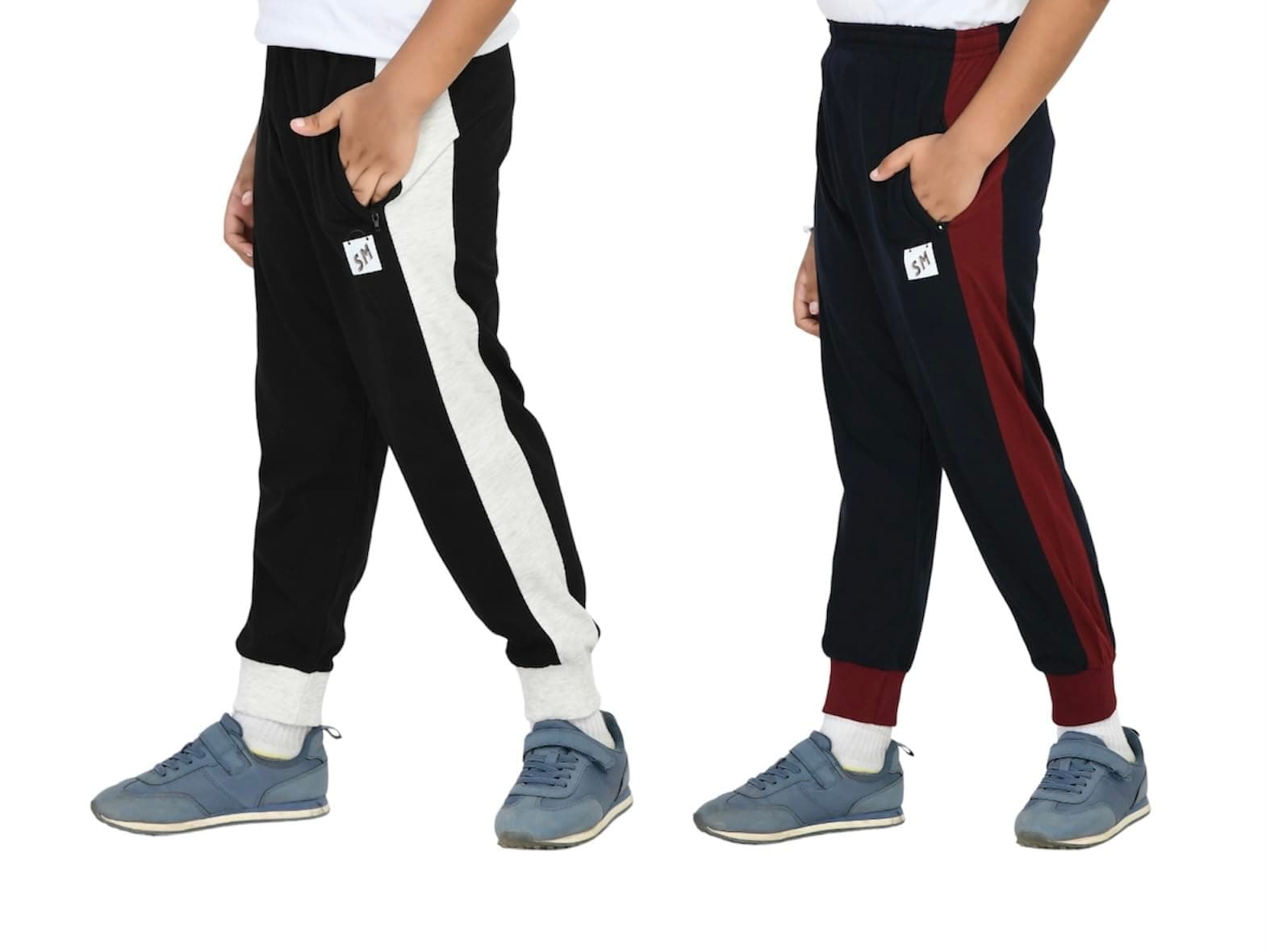 SHOPMOREStylish Soft Comfortable Regular Fit Track Pants|Jogger for Boys Pack of 2 (Color- Light Grey & Black)