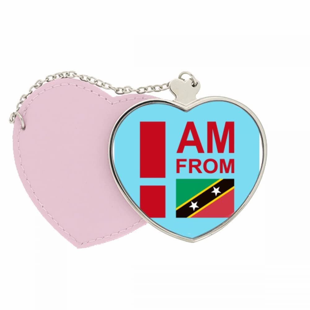 I Am From Kitts Nevis Mirror Travel Purse Makeup Heart Pink