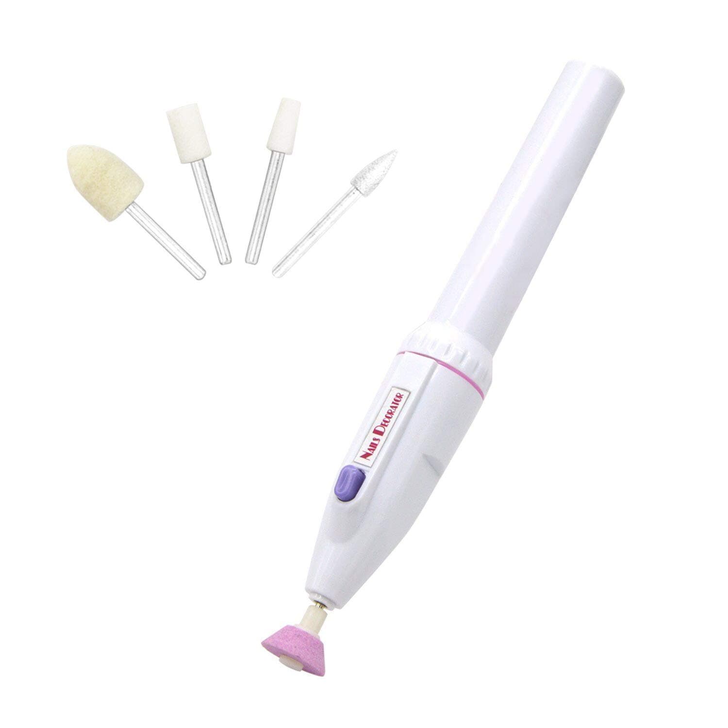 Electric Mini Personal Manicure and Pedicure Kit Includes Callus Remover Set, Nail Buffer & Polisher, and More (5-in-1, White)