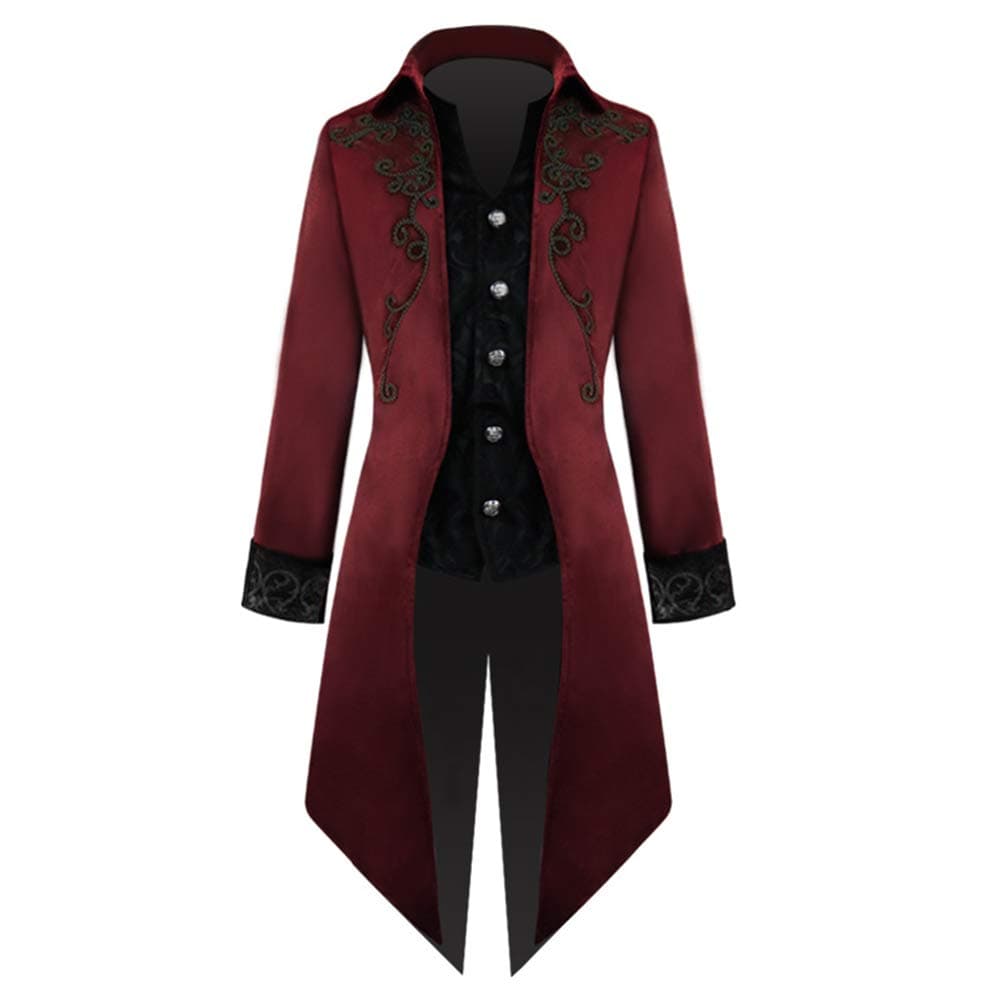 CrubelonMen's Steampunk Vintage Tailcoat Jacket Gothic Victorian Frock Coat Uniform Halloween Costume