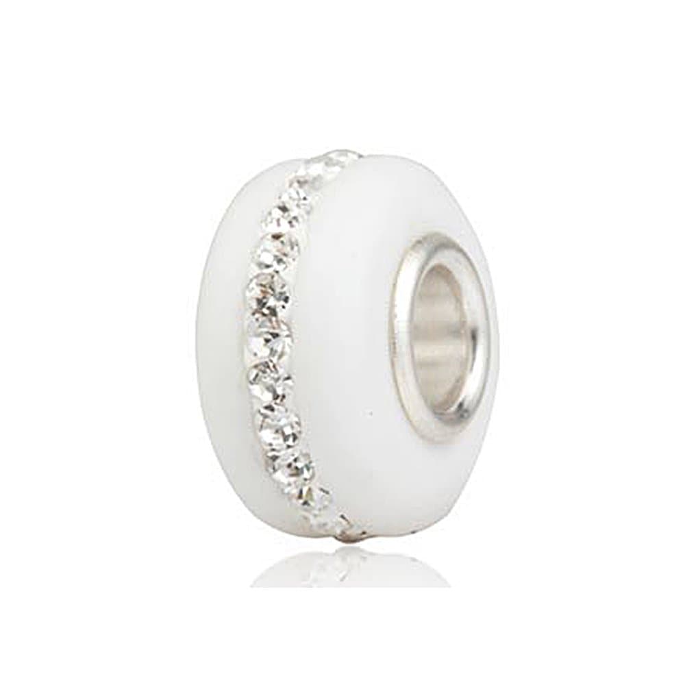 Everbling Kera Style Murano Frosted Glass Bead Stripe June Birthstone 925 Sterling Silver Solid Core Charm Fits European Charm Bracelet