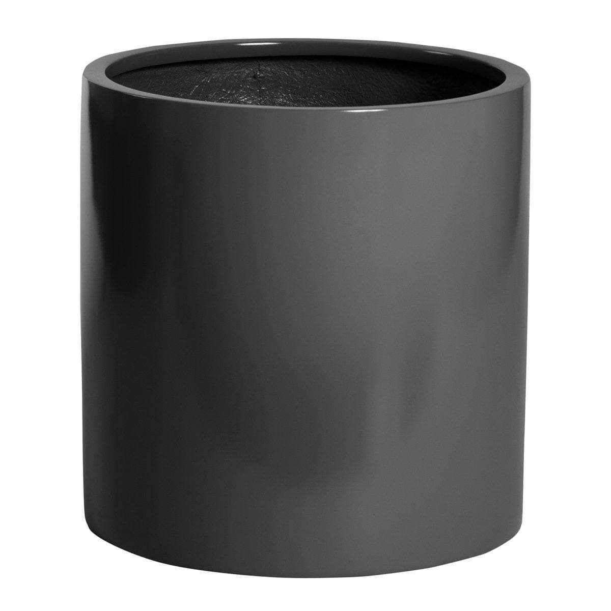 PurePots Round Cylinder Pot 2310, Large Planter & Plant Pot - Indoor & Outdoor| Hand Crafted Commercial Grade Fiberglass | UV Resistant Paint (Black/Drainage Hole/X-Large)