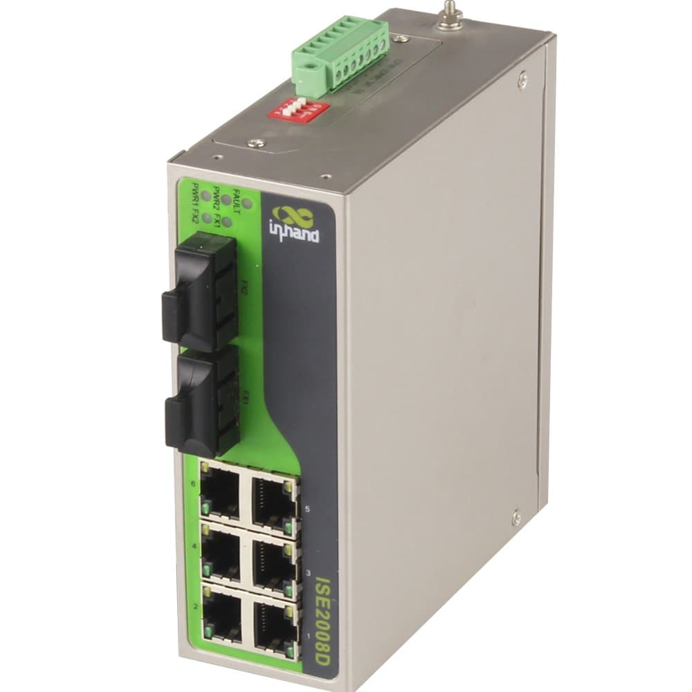 InHand Networks ISE2008D-6T-2M-SC-24 Unmanaged Industrial Ethernet Switch with 6-Port 10/100BaseTX, 2-Port 10/100BaseFX, SC Connector
