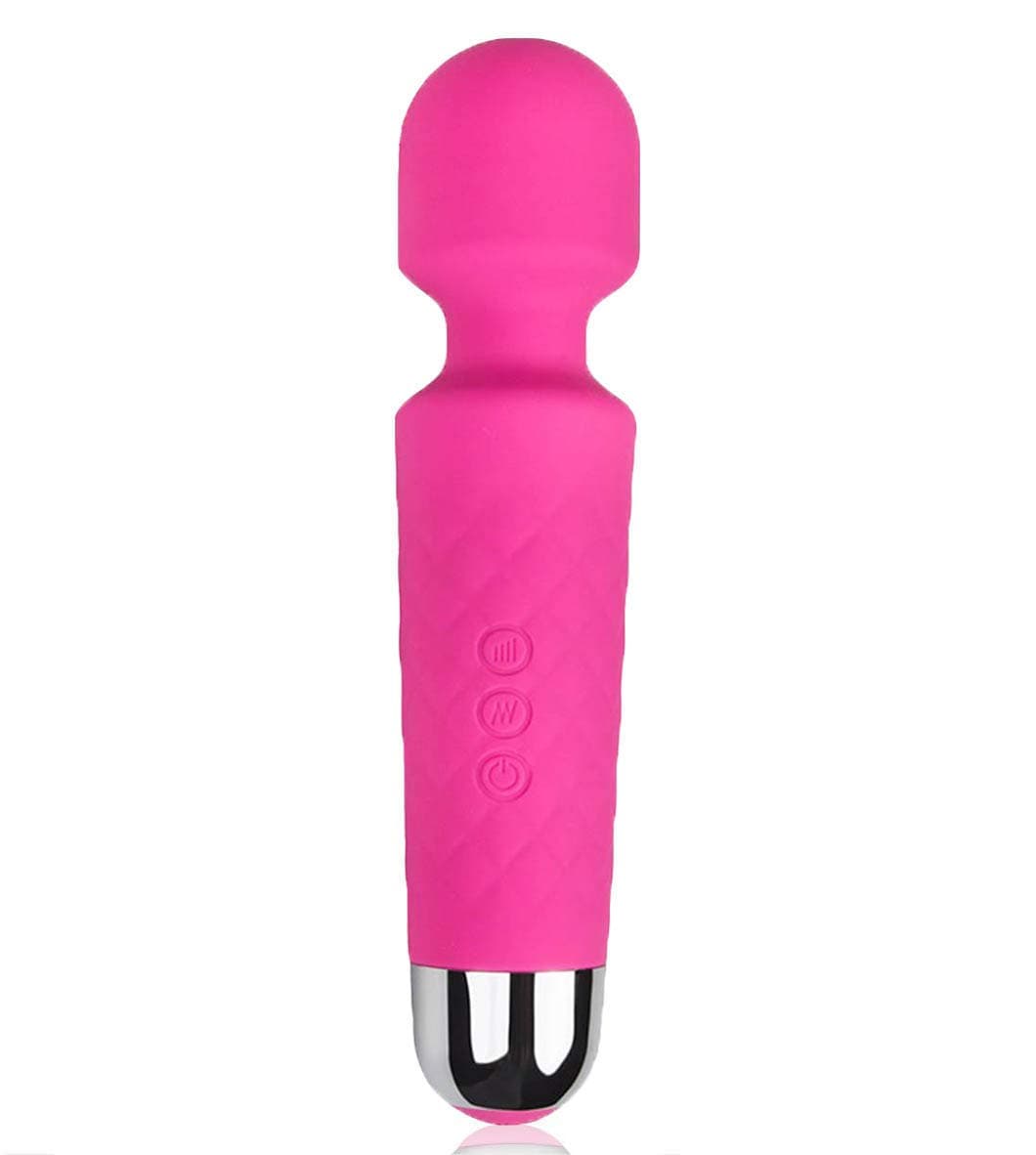 Wand Massager, Electric Massager, 8 Powerful Speeds and 20 Vibration Modes, USB Rechargeable Cordless Quiet Waterproof (Pink)