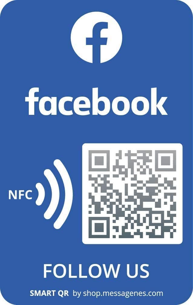 MESSAGENES Facebook Sticker with Smart QR - NFC, 1 Unit Card Size, Signs Rating NFC and QR Code, Enlarge Pendants in 1 Click, QR Reusable, Premium Material