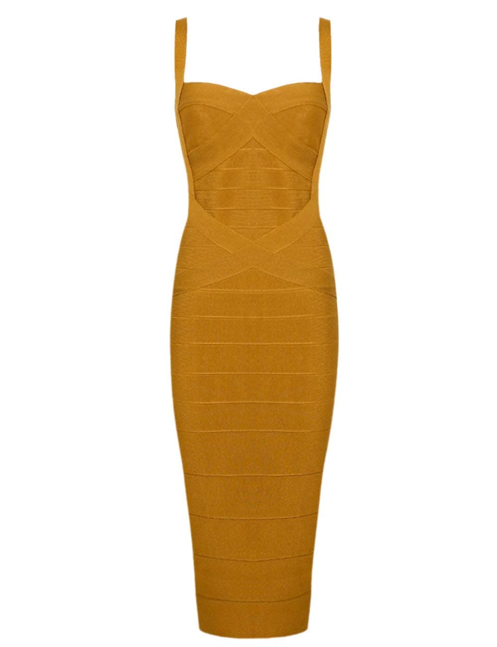Women's Rayon Strap Celebrity Midi Evening Party Bandage Dress