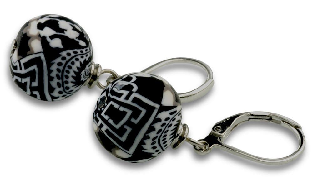 Jilzara Earrings - Medium - Black White - Artisan Bead 601-001
