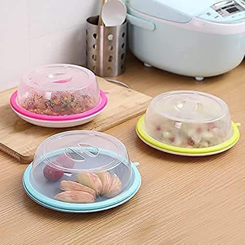 PRIYVRAT Plastic Microwave Dome Silicone Food Lid Cover for Food, Tray, Bowl (Multicolor 1 PC)) (1)