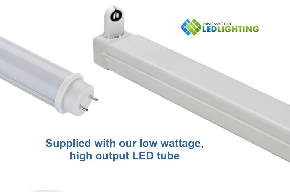 T8 4ft 1200mm Single LED Ready Indoor Batten Fitting Fixture - 15W 6000K Cool White LED Tube Included [Energy Class A+++]