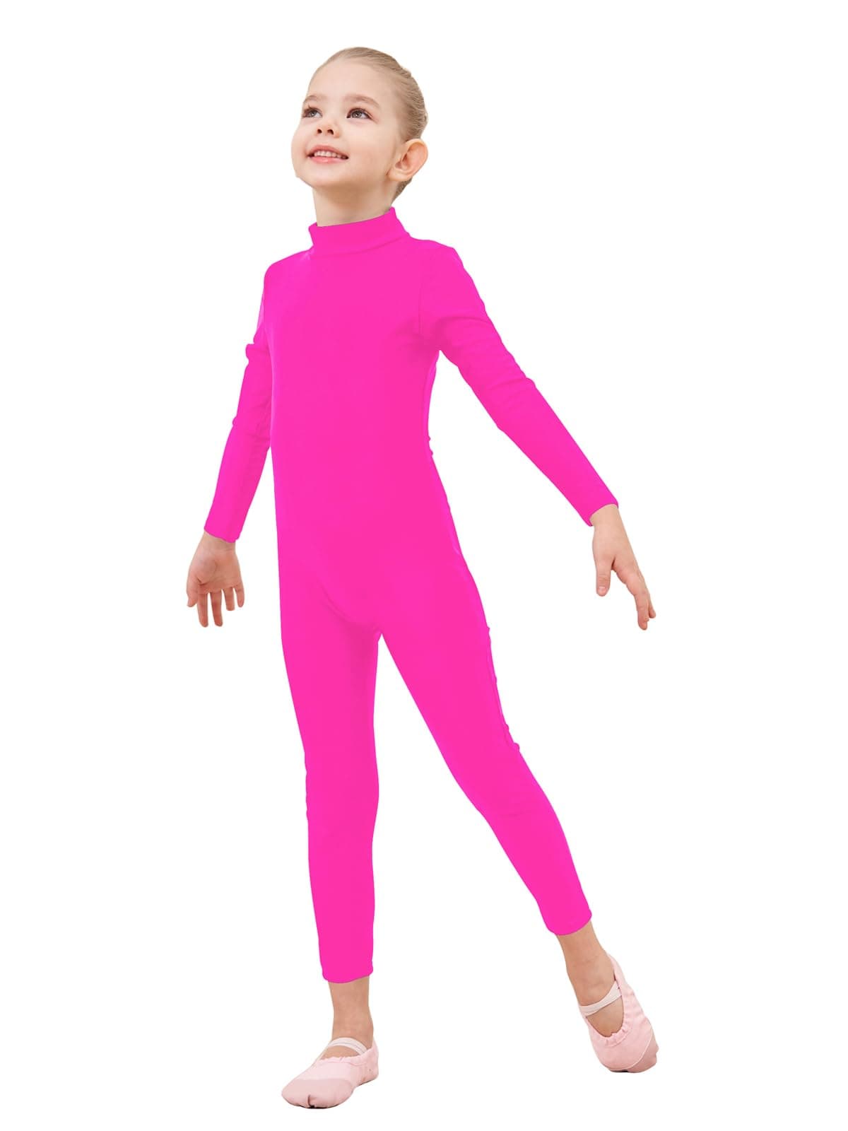 GenfirdomGirls Unitards Long Sleeve Full Body Leotard Kids Turtleneck Bodysuit for Dance Costume Gymnastics 3-12 Years