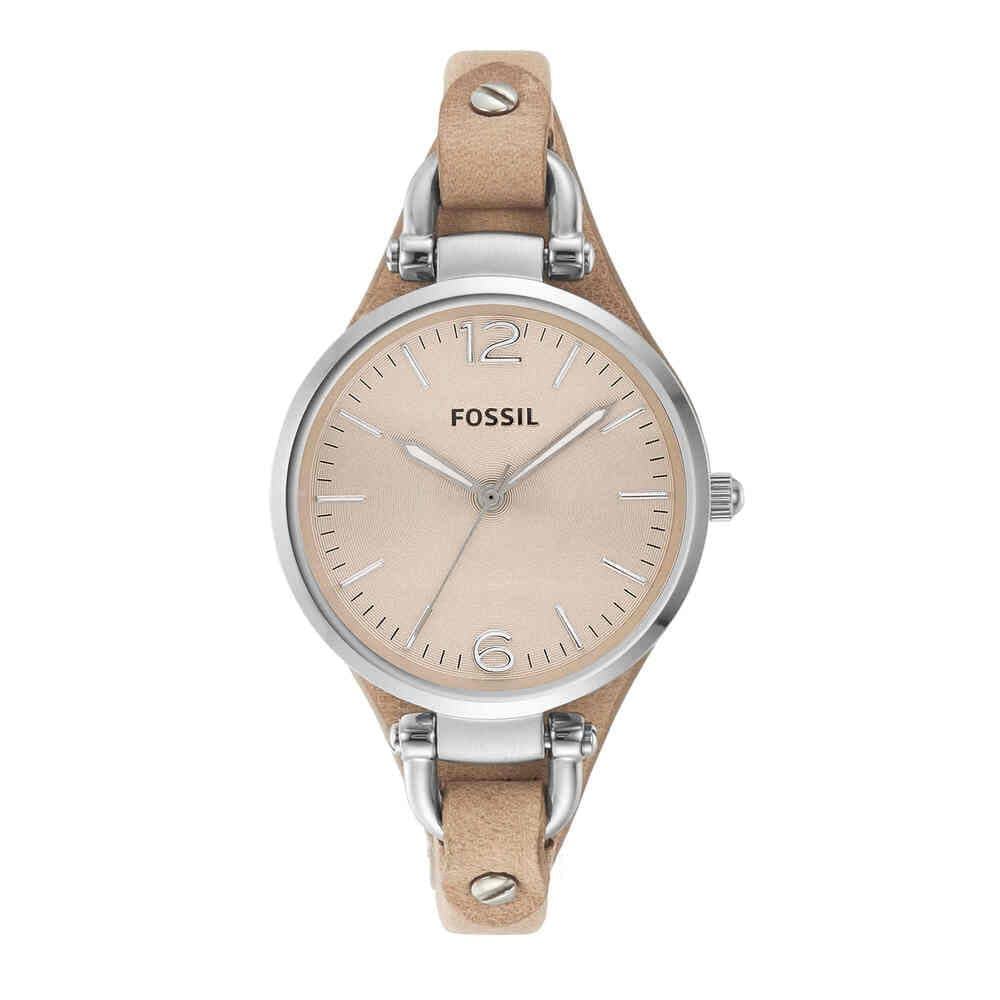 Fossil Georgia Watch for Women, Quartz Three Hand Movement with Leather Strap