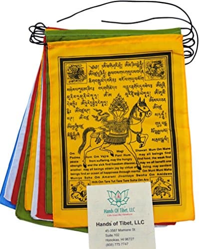Hands Of Tibet Wind horse prayer flags With English translation surged edge hf-2 (9x12)