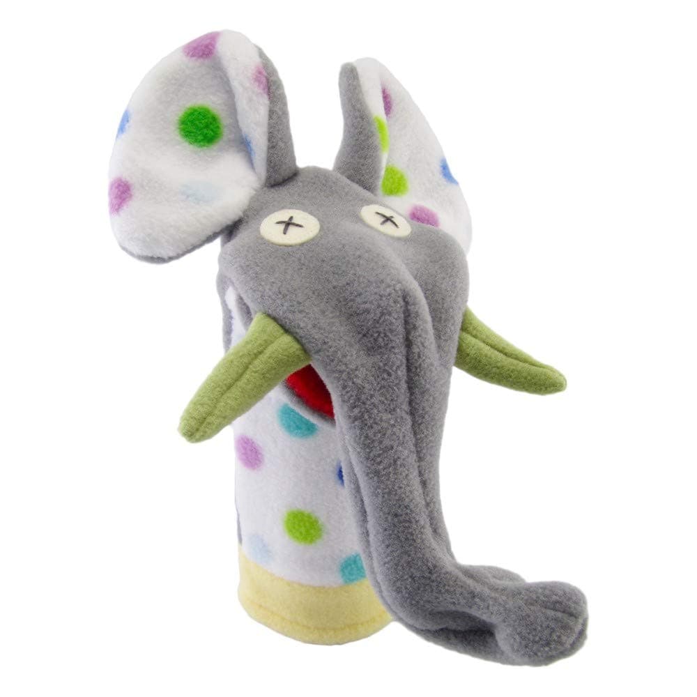 Cate & Levi Party Elephant Hand Puppet with Movable Mouth - Montessori Toys for 1 Year Old - Made in Canada - Eco Friendly Polar Fleece - with Movable Mouth