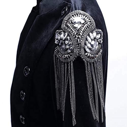 Rhinestones Beaded Crystal Motifs Chain Fringe Patches for Clothing Shoulder Badge Sew on Garment DIY Craft 2piece