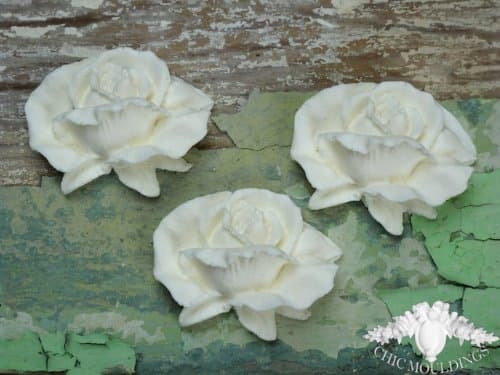 Shabby Chic Moulding Applique 3 Large English Roses Rose Decorative Furniture Trim Embellishment Onlay