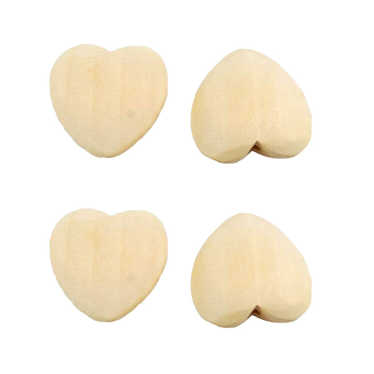 50pcs Natural 20mm Unfinished Wood Hearts Beads with Holes Eco-Friendly Wooden Handing Materials DIY Beading Craft Accessories (Heart Beads 50pcs)