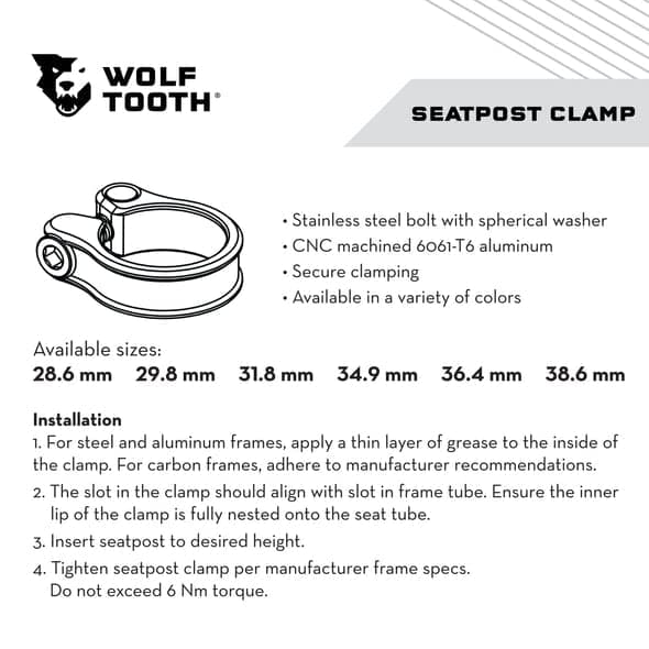 Wolf Tooth Seatpost Clamp 1.3 inches (34.9 mm) Purple