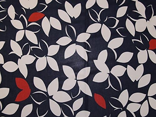 John KaldorFloral Leaf Print Chiffon Dress Fabric Burnt Orange & Navy - per metre
