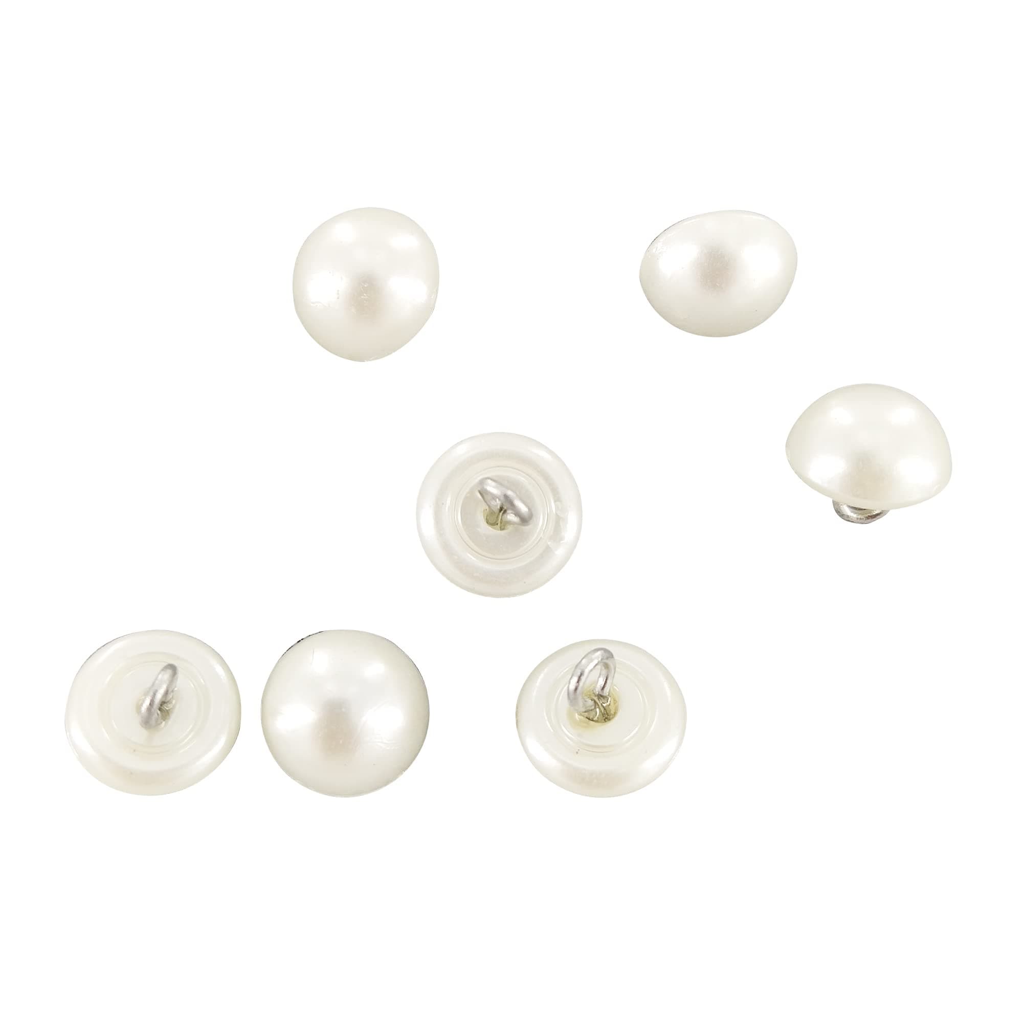 Pet-mall 50pcs 10mm Pearl Bead Cap Half Ball Dome Metal Circle Hook Buttons PETMALL for Crafting Sewing Scarpbooking Scarf Clothes (Beige) ET259
