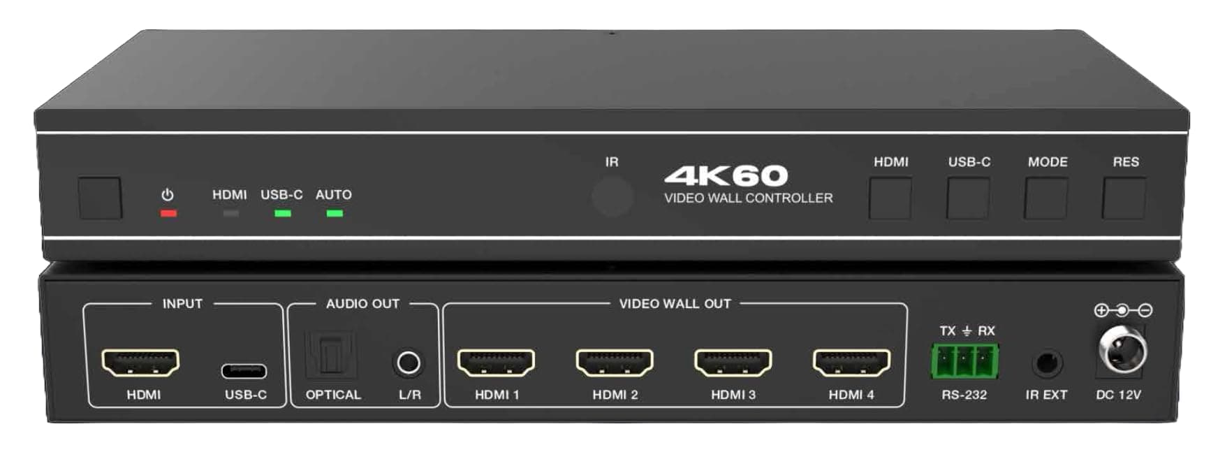 No Hassle AV 2x2 4K 60HZ UHD Video Wall HDMI USB-C Processor 1 Input 4 Output Controller Computer Splicer Rotate 180 Degrees 2x2 1x2 2x1 3x1 1x3 4x1 1x4