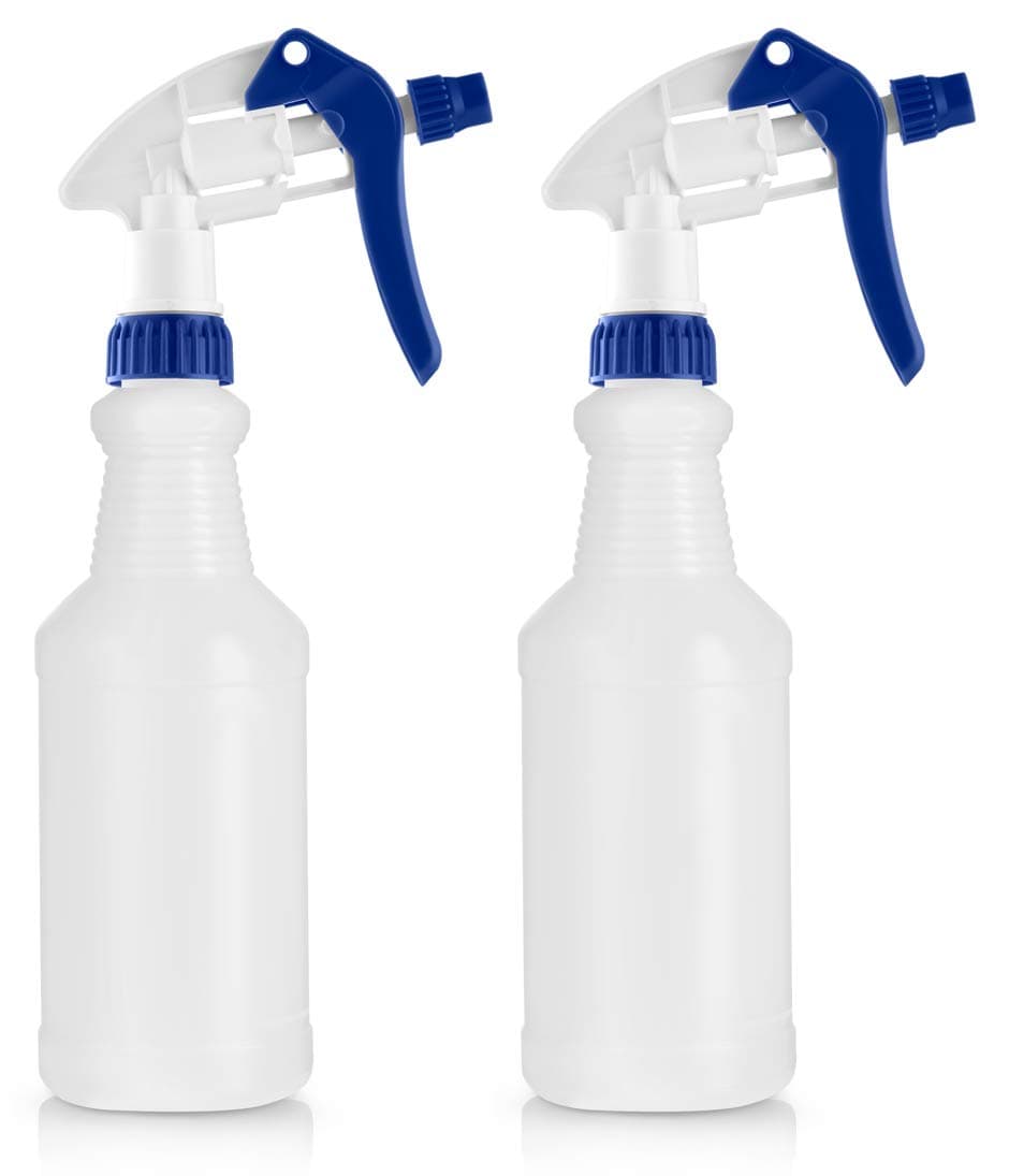 Empty Plastic Spray Bottles 16 Ounce, All Purpose, Cleaning and Chemical Solution, Adjustable Head Sprayer from Fine to Stream (Pack of 2)
