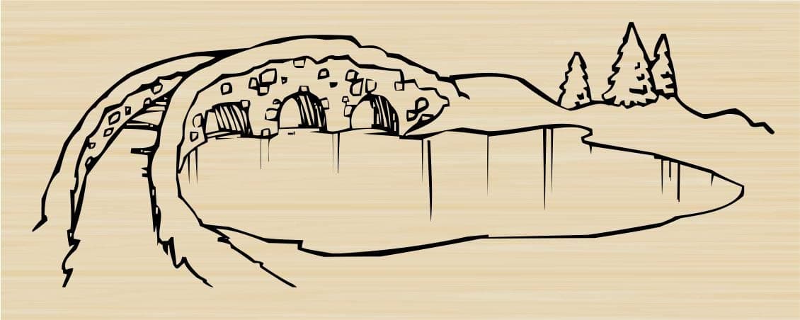 Christmas Village Pond w/Bridge Rubber Stamp by DRS Designs - Made in USA