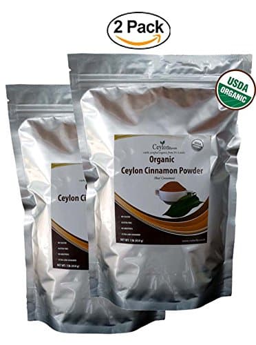 Organic Ceylon Cinnamon Powder 2 lb ( 2 pack of 1 lb ), True Cinnamon, Premium Grade, Harvested & Packed from a USDA Certified Organic Farm in Sri Lanka